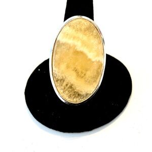 Beautiful, 1 1/2 inch, 925 marked, Laguna Lace Calcite ring size 6 1/2